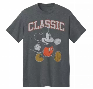 DISNEY CLASSIC MICKEY MOUSE T-SHIRT HEATHER CHARCOAL