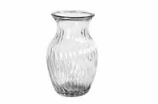 GP4001Clr – 8” Tall swirl vase w/ 4” opening-“case pk 12”