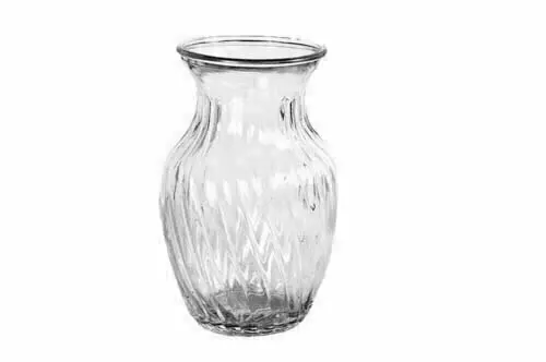 GP4001Clr – 8” Tall swirl vase w/ 4” opening-“case pk 12”