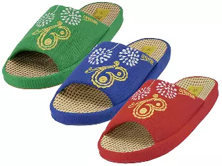 W5190-A - Wholesale Women Cloth Open Toe Flower Embroidery Upper House Slippers