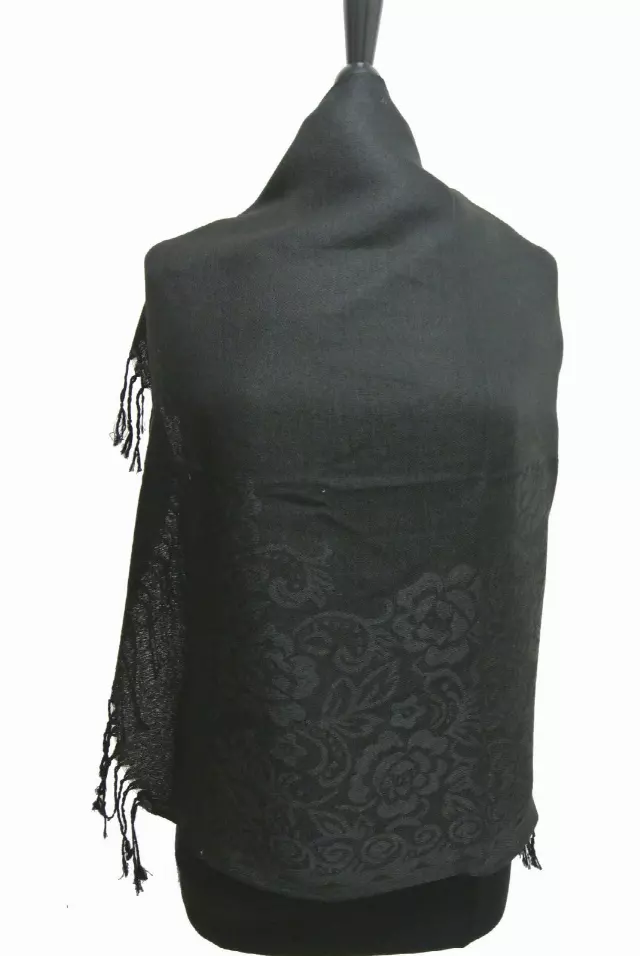 E588 Pattern Pashmina — Black