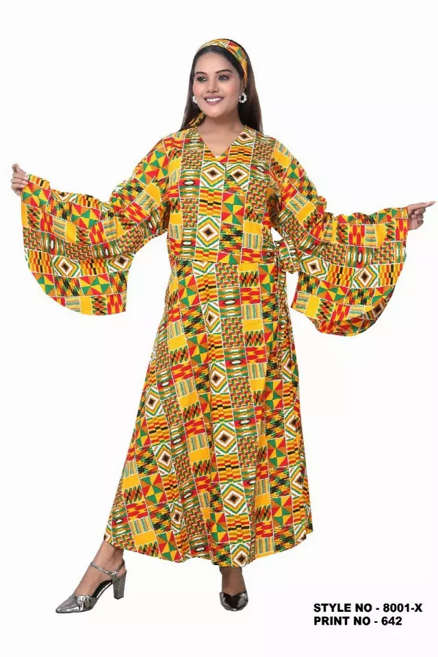 8001 - NEW PRINT ALERT!!! African Print Wrap Dress (3/pk) Free Size - $20.00 Each — Free Size / Print-642