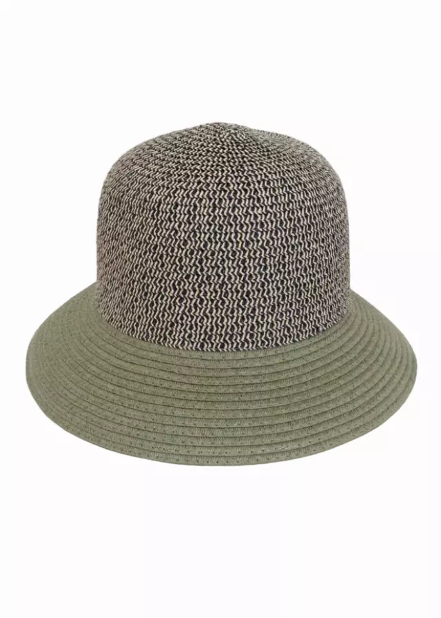Magid Straw Two Tone Color Block Bucket Sun Hat — OLIVE/MIX