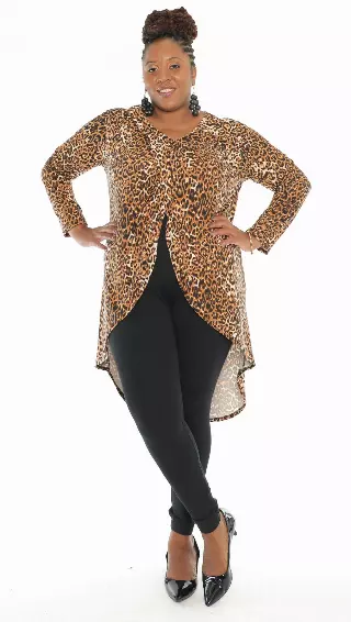 CHH-20031 - ON SALE!! High Low Split Front Top - Full Sleeves (6-PCS PER-PACK - Leopard Print) ($7.5 Each )