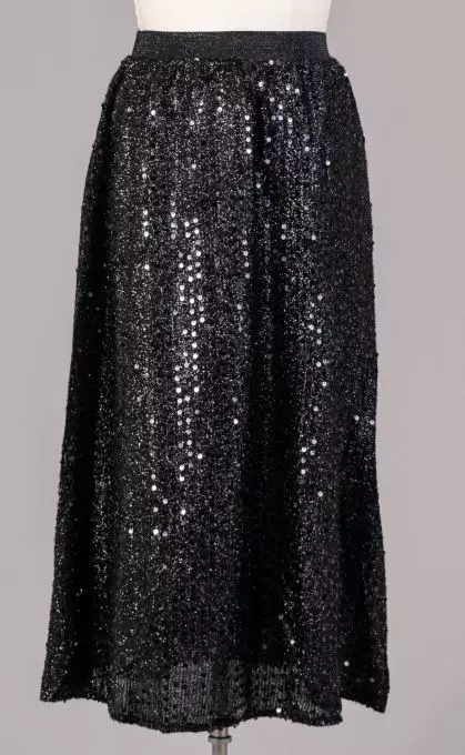 19015 - Elastic Waist Sequin Skirt (3/pk) - Free Size and Plus Size - $20.00 Each — One Size PLUS / Black Navy