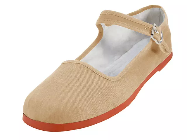 T2-114L - Women's "Easy USA" Cotton Upper Classic Mary Jane Shoes — Nude (T2-114L-Nude) / 6-10 Assorted