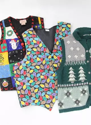 Vintage Christmas Holiday Vests Mix of 15