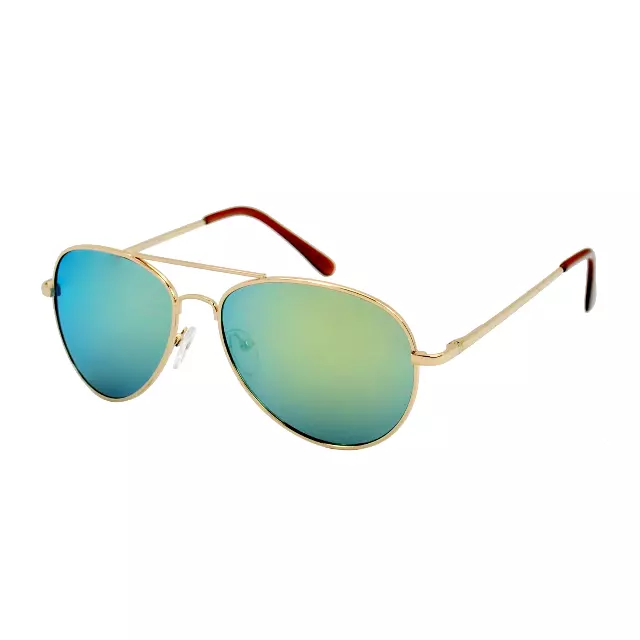 Retro Aviator Sunglasses with Vibrant Mirror Tint with Flexible Metal Arms J0880-REVO