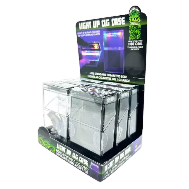 Light-Up Cigarette Case with USB Coil Lighter - 6 Pieces Per Retail Ready Display 25115
