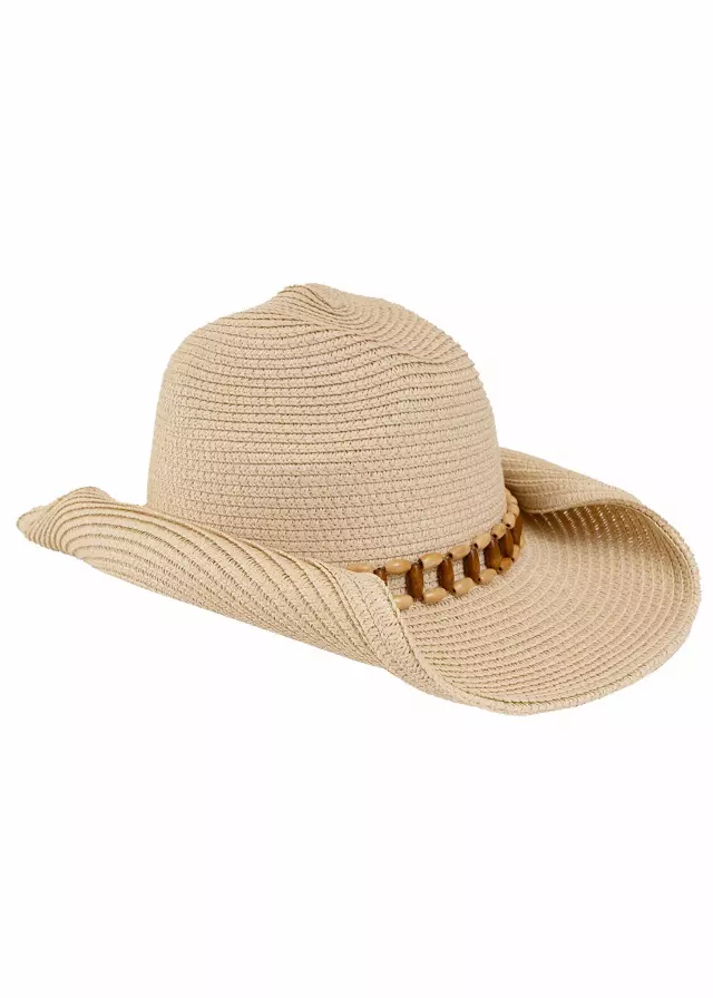 Magid Tonal Beaded Straw Cowboy Hat — Natural