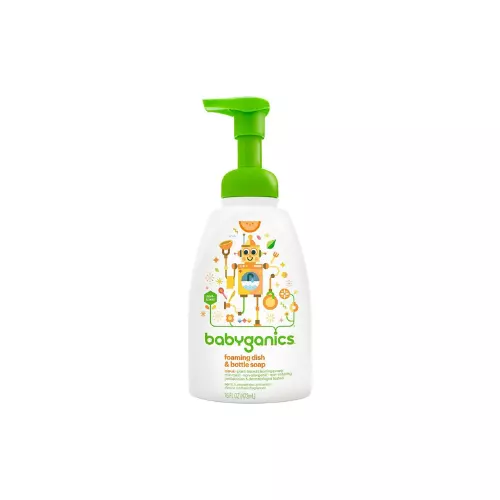 Babyganics Foaming Dish & Bottle Soap, Pump Bottle, Citrus, Plant-Derived Cleaning Power, Removes Dried Milk, 16 Fl Oz