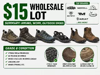 $15/Pair Grade A/B Hiking, Work, Outdoor Shoes [20 PAIRS]