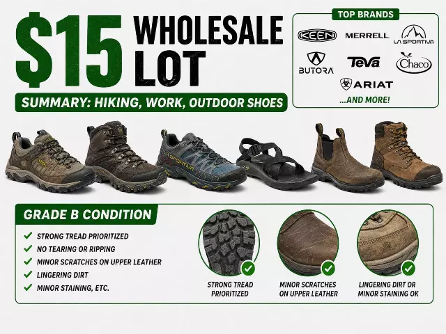 $15/Pair Grade A/B Hiking, Work, Outdoor Shoes [20 PAIRS]