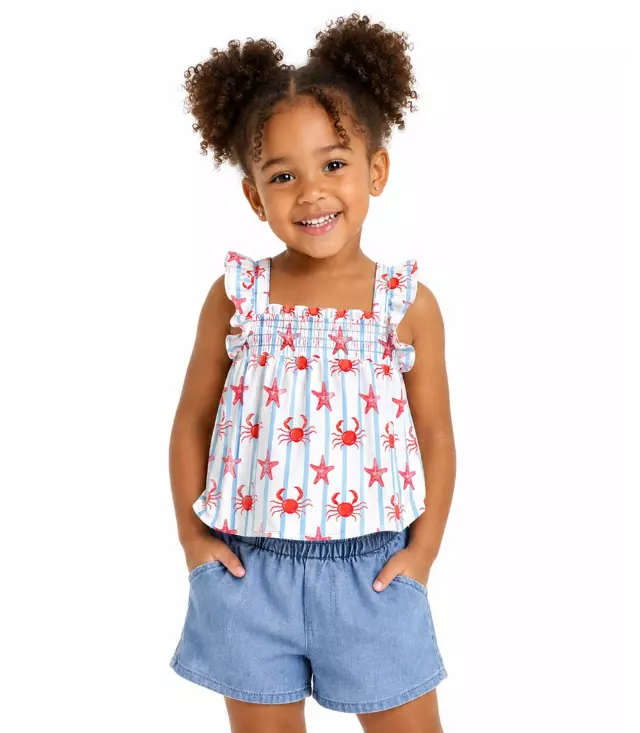 GIRLS PINK Double Layered Top and Denim Short Set - 2167802