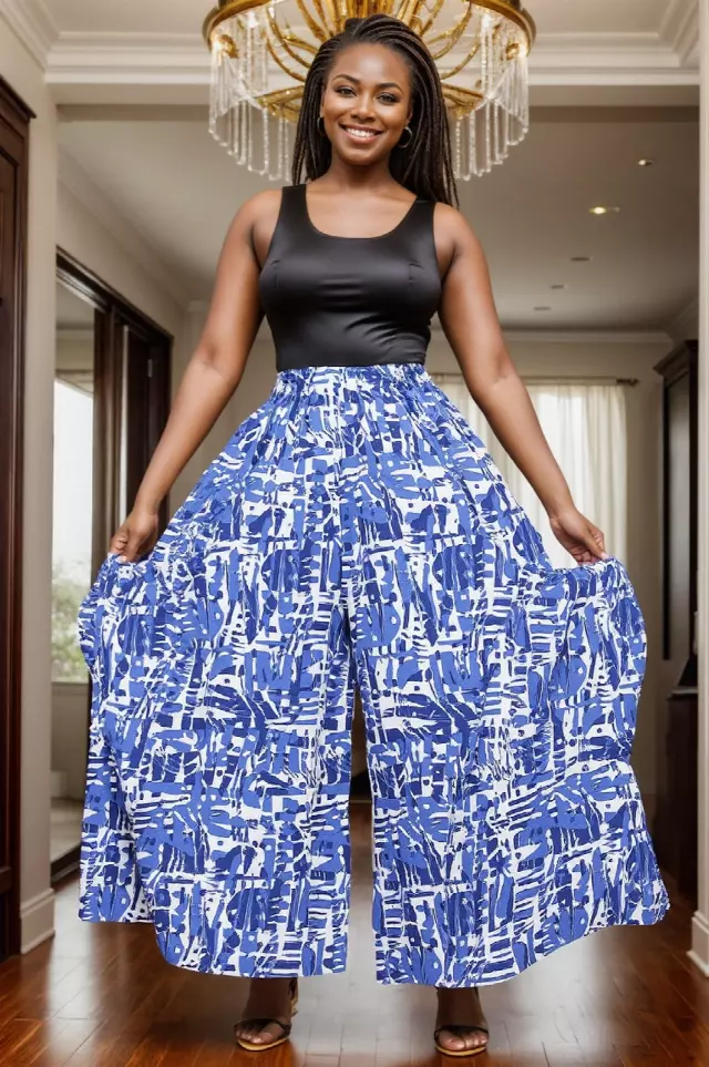 240 - NEW PRINT ALERT!! Ankara Palazzo Pants With Big Side Pockets (3 PCS PRE-PACK) - $20.00 Each — One Size (4 - 24) / Print-661A
