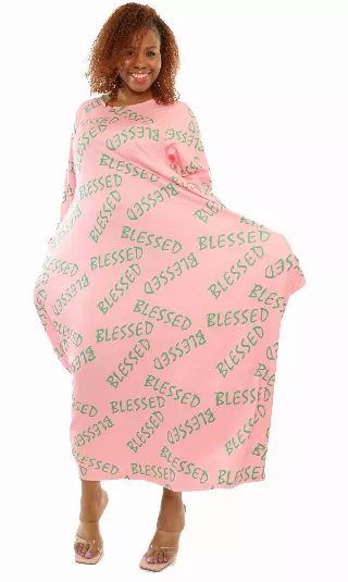 22111 ON SALE!! Pink Green BLESSED Knit Maxi Dress- One Size (3-PCS Per Pack) ($9 Each)