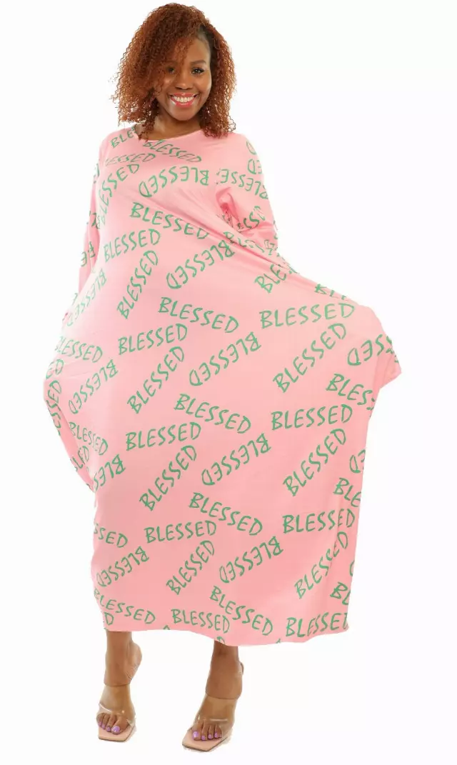 22111 ON SALE!! Pink Green BLESSED Knit Maxi Dress- One Size (3-PCS Per Pack) ($9 Each)