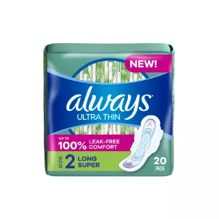 Always Feminine Pads with Wings, Size 2 Super Absorbency, Unscented, 20 CT – Case Pack of 12