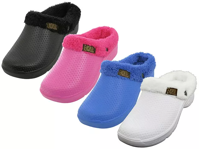 S2380L - Women's "Easy USA" Close Toe Terry Lined Sandals — Assorted - Assorted Black, Royal, Hot Pink & White (S2380L-A) / 6-11 Assorted