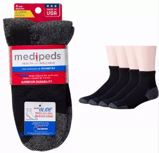 #9-MP-8612 Men’s MediPeds Quarter Socks (12-15) – $2.00 per 4 pair pack (16 Packs)
