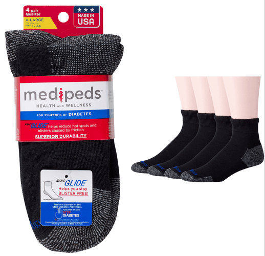#9-MP-8612 Men’s MediPeds Quarter Socks (12-15) – $2.00 per 4 pair pack (16 Packs)