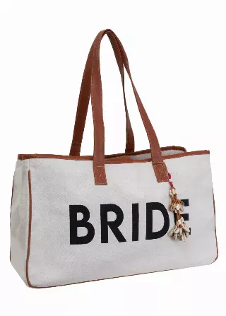 Magid Canvas Slogan Tote "BRIDE"