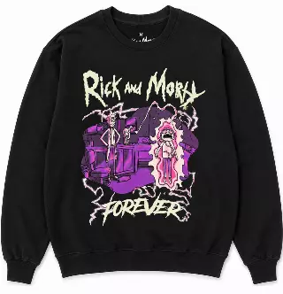 RICK AND MORTY PINK LIGHTENING STRIKE CREWNECK BLACK