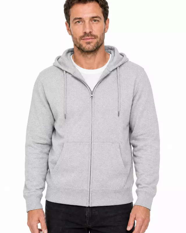 Men's Lightweight Zip Up Fleece Hoodie #02 — Gray / S-M-L-XL