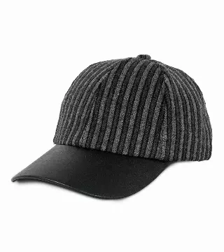 Magid Striped Felt Faux Leather Brim Baseball Cap — BLACK