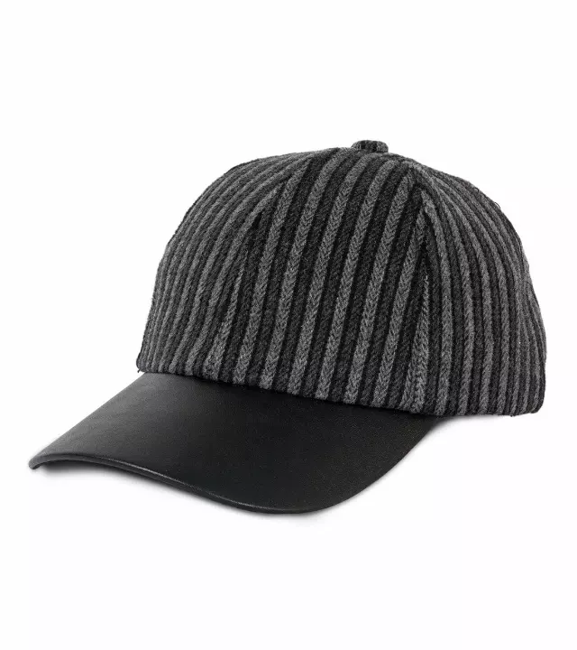 Magid Striped Felt Faux Leather Brim Baseball Cap — BLACK