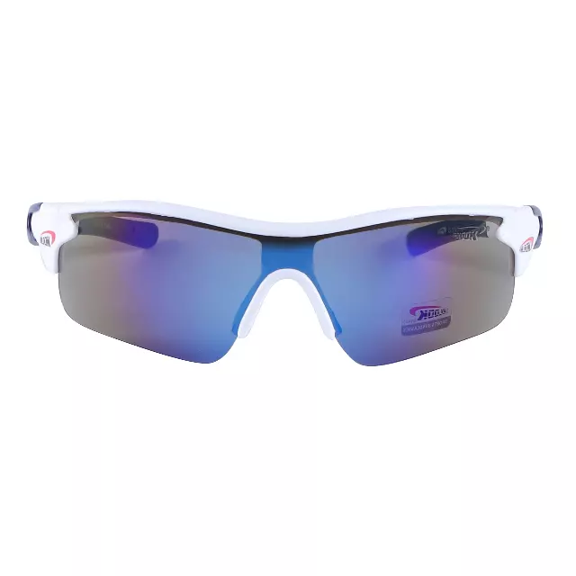 Polarized Sports Wrap Sunglasses with Metallic Side Accent Plates and Two-Tone Rubberized Side Arms CL113-PL