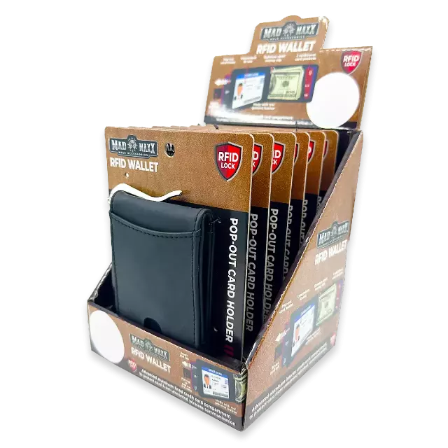 Leather RFID Blocking Ultra Slim Wallet - 6 Pieces Per Retail Ready Display 24003
