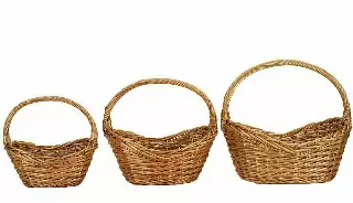 MS1758 – S/3 10”-12”-14” oval cinnamon basket w/Liner-“sets” Min 2 Sets – Case pk 8 sets
