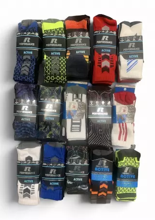 #4-RS-CREW Russell Performance Crew Socks (Medium & Large)- $1.25 per pack of 3 (40 Packs)