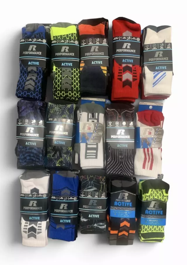 #4-RS-CREW Russell Performance Crew Socks (Medium & Large)- $1.25 per pack of 3 (40 Packs)