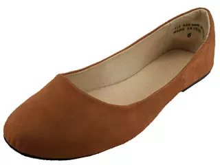 W8600L - Women's "Easy USA" Micro Suede Upper Stylish Ballet Flat Shoes — Brown (W8600L-T) / 6-11 Assorted