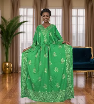 PNA-511- Women's Plus Size Gorgeous Kaftan - One Size (6-PCS PRE-PACK) $7 Each — One Size (4-24) / Green
