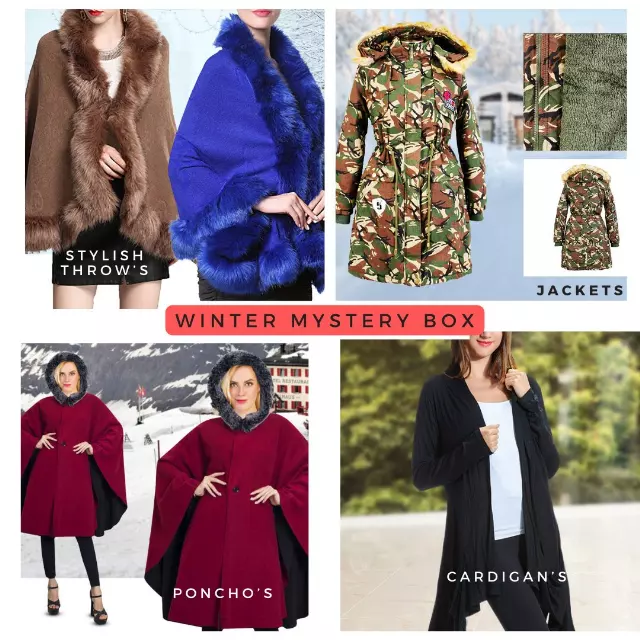 $10 Only Winter Collection (10 pcs for $100) Winter Jackets, Throws, Sweater, Poncho and more - Assorted Box