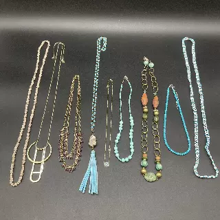 Vintage to Modern Costume Jewelry Lot of 9 Necklaces Beaded Tassel Evil Eye