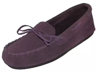 W080003 - Women's "Easy USA" Insulated Leather Upper Moccasins House Slipper — Purple (W080003-Purple) / 6-10 Assorted