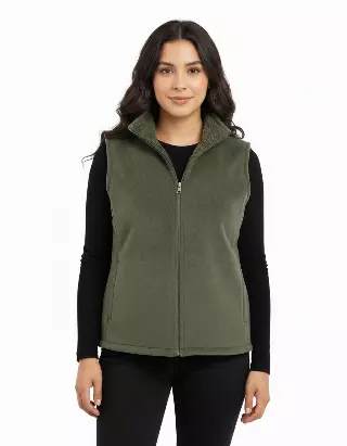 Fleece Vest With Sherpa Lining — Olive / S-M-L-XL-2XL