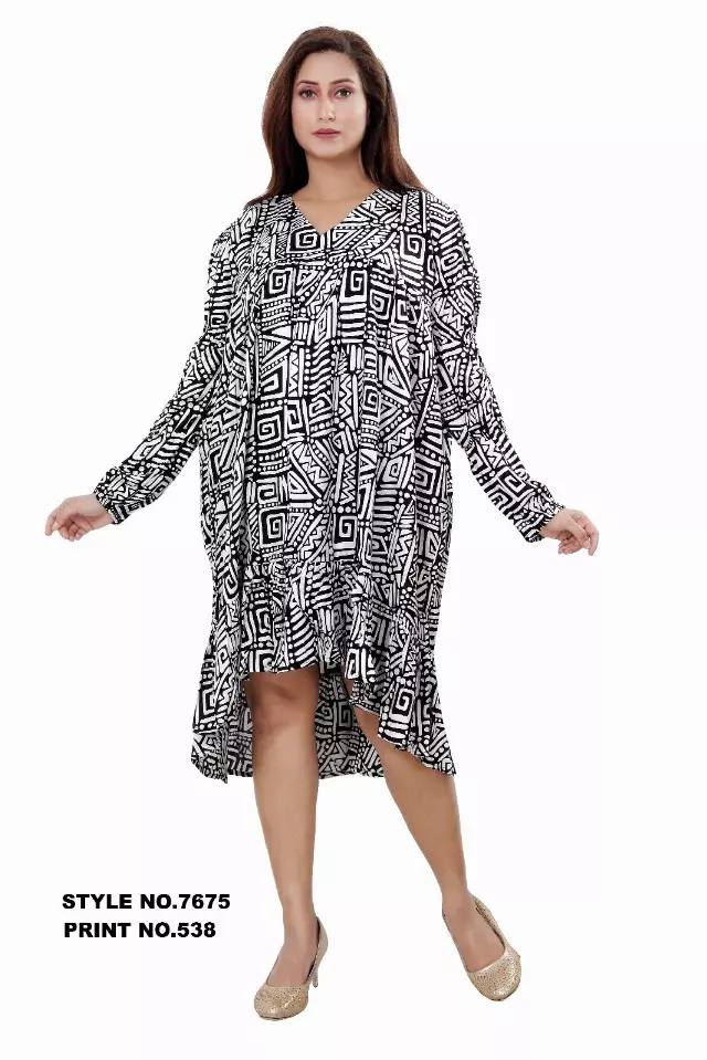 7675-ON SALE!!! Rayon Midi Dress with Ruffle (3/pk) Free Size - $10.00 Each — Free Size / Print-538