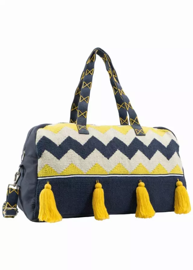 Magid Boho Cotton Jacquard Chevron Tassel Novelty Duffel