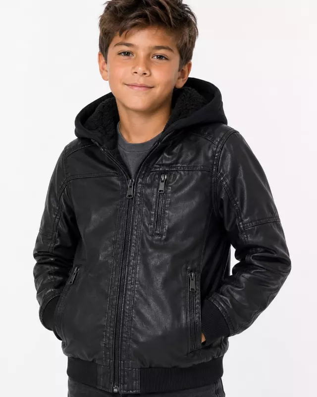 Boys’ Faux Leather Jacket #811