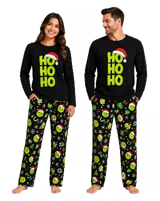 Adult Matching Family Pajama Set #124 — Black / Men's (S-M-L-XL)