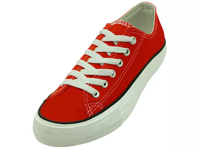 S327L - Women's "Easy USA" Basketball Lace-Up Canvas Shoes — Red (S327L-Red) / 5-10 Assorted