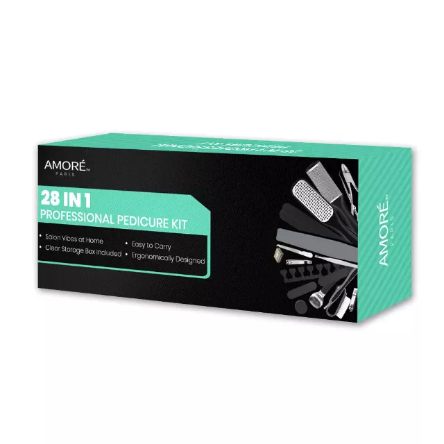 28 IN 1 PROFESSIONAL PEDICURE KIT — Black