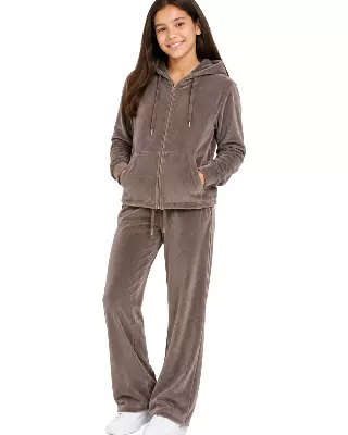 Girls' Corduroy Hoodie & Pants Set #C01 — Brown / 6-8-10-12-14