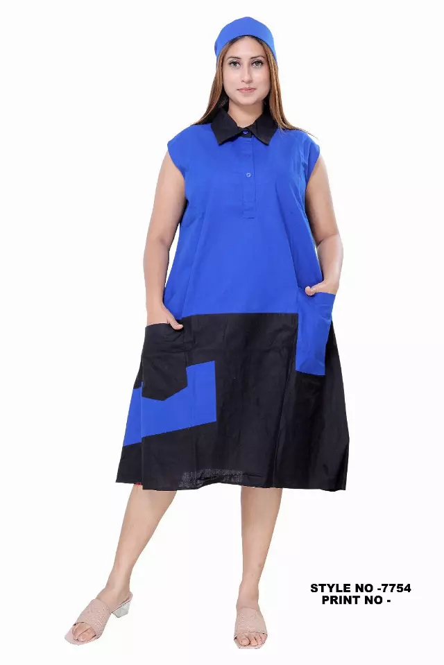 ON SALE!! 7754 Sleeveless Color Block Short Dress (3 PCS PRE-PACK) - $10.00 EACH — One Size (4 - 24) / Blue