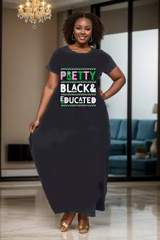 23006 - Pretty Black & Educated Maxi Dress - One Size (3-PCS PRE-PACK) ($20.00 Each)